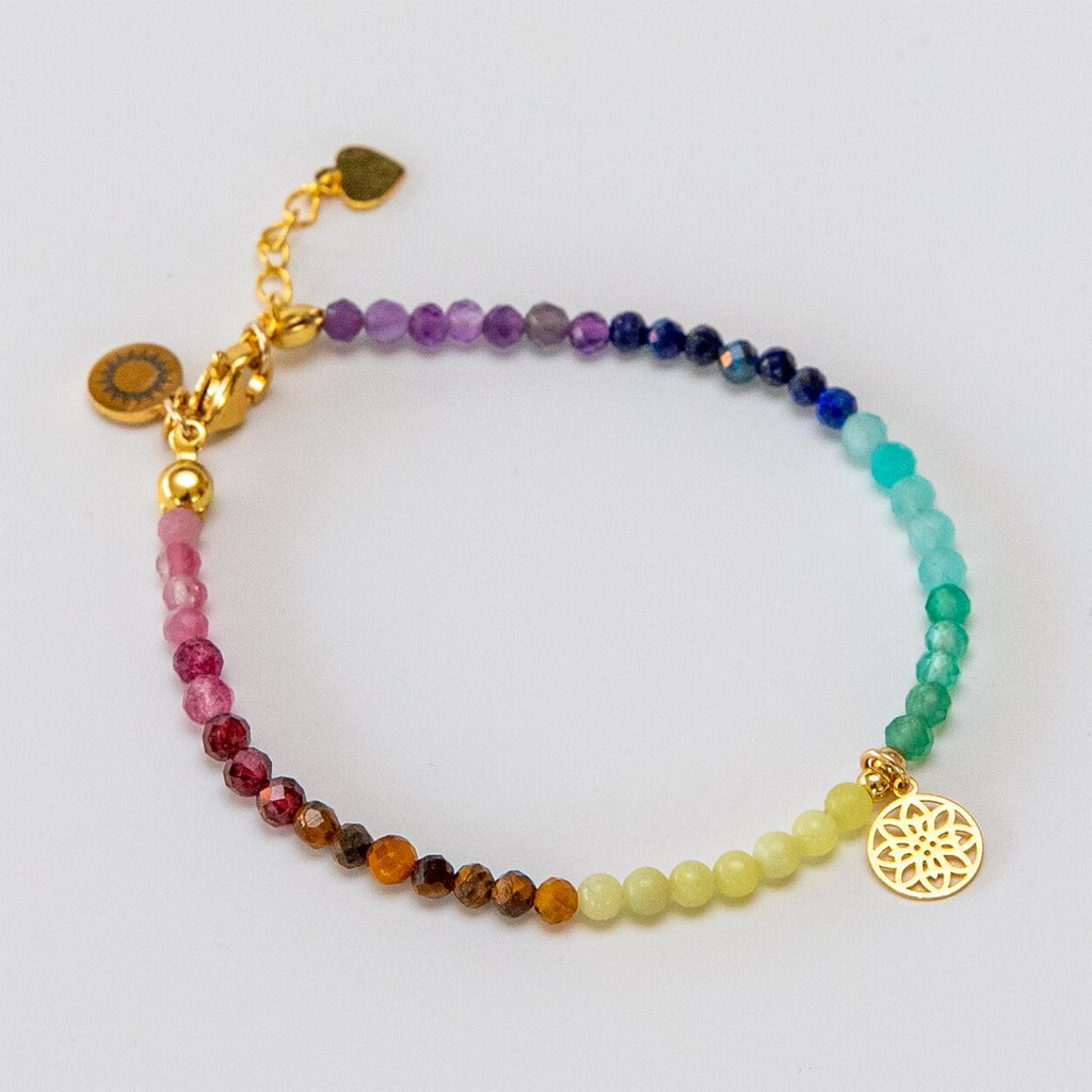 Chakra Armband mit vergoldeter Lebensblume