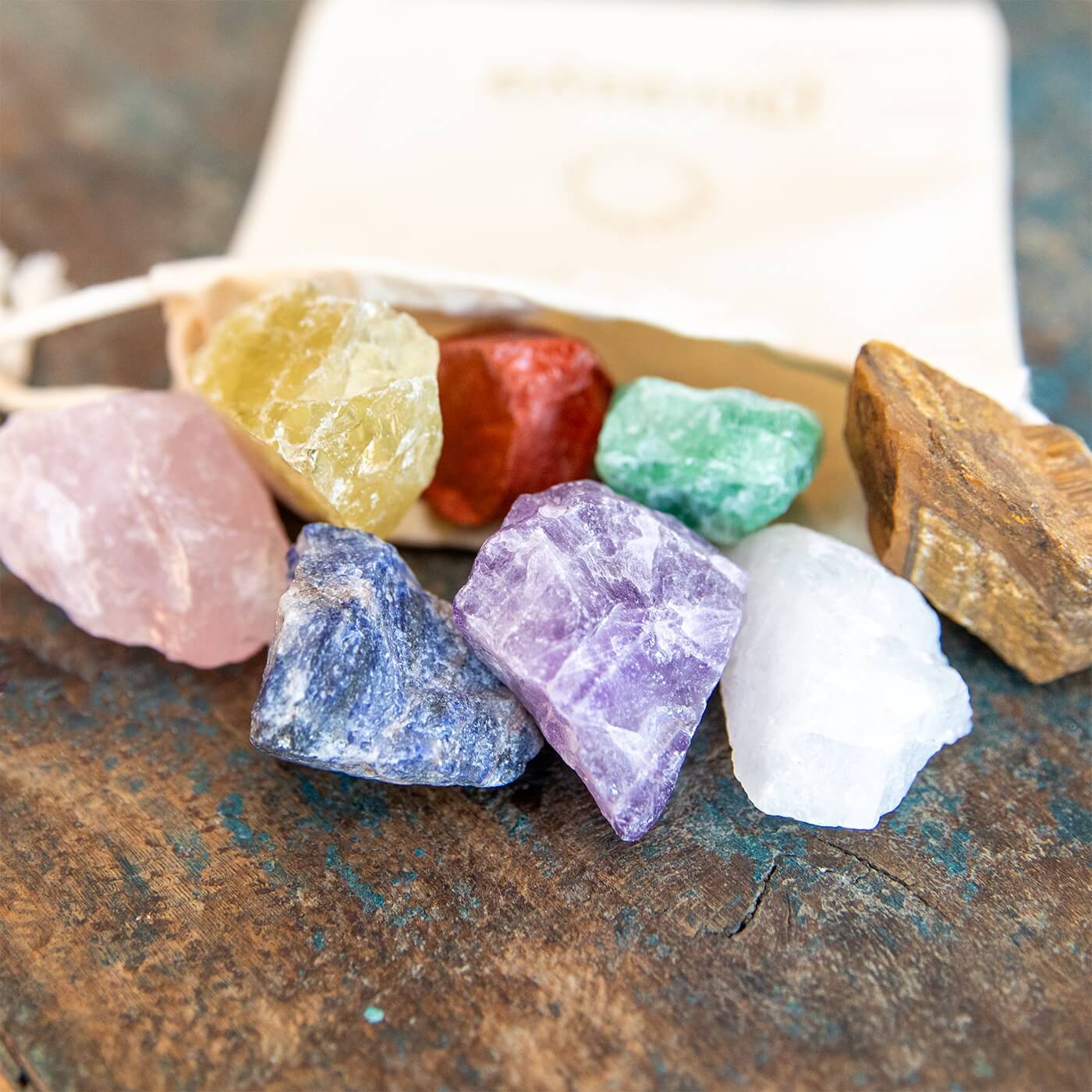 Set Básico de Piedras de los 7 Chakras | Cristales Naturales en Bruto | Divasya