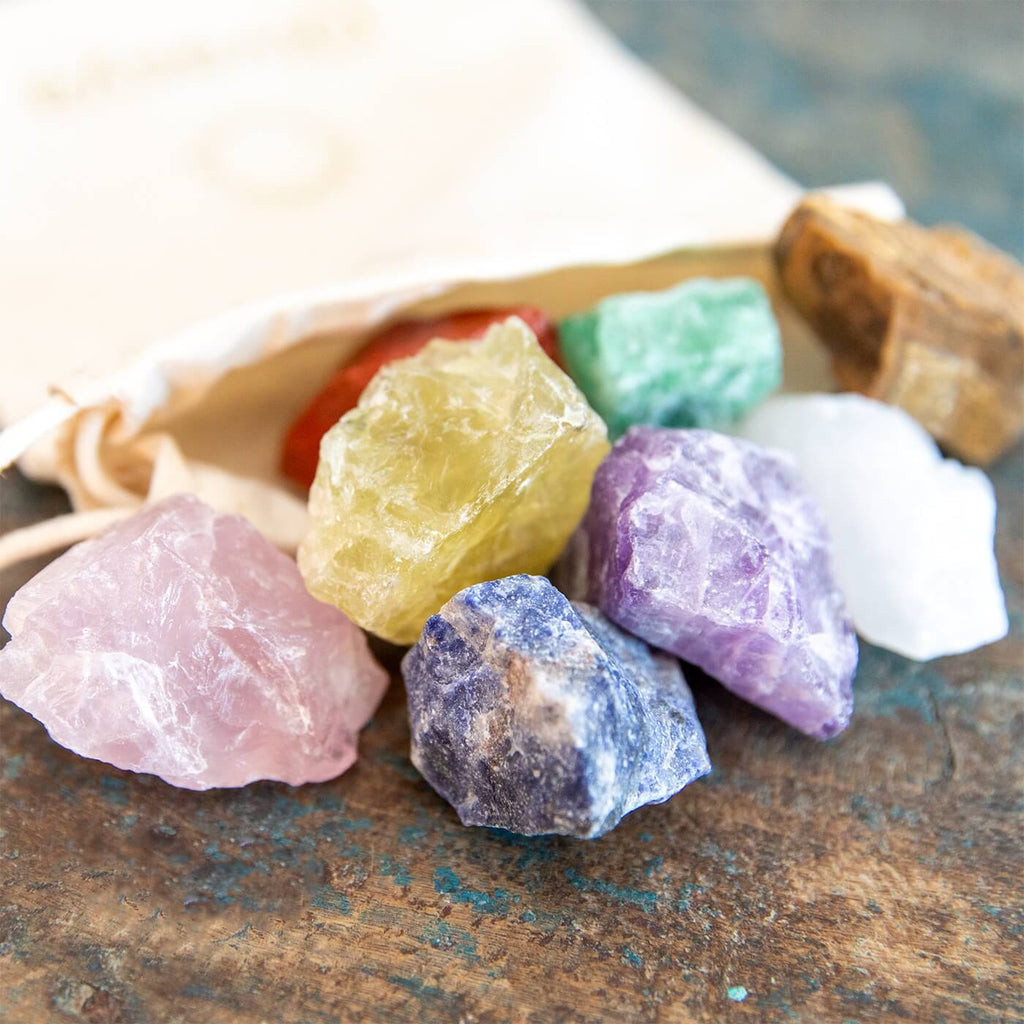 Set Básico de Piedras de los 7 Chakras | Cristales Naturales en Bruto | Divasya