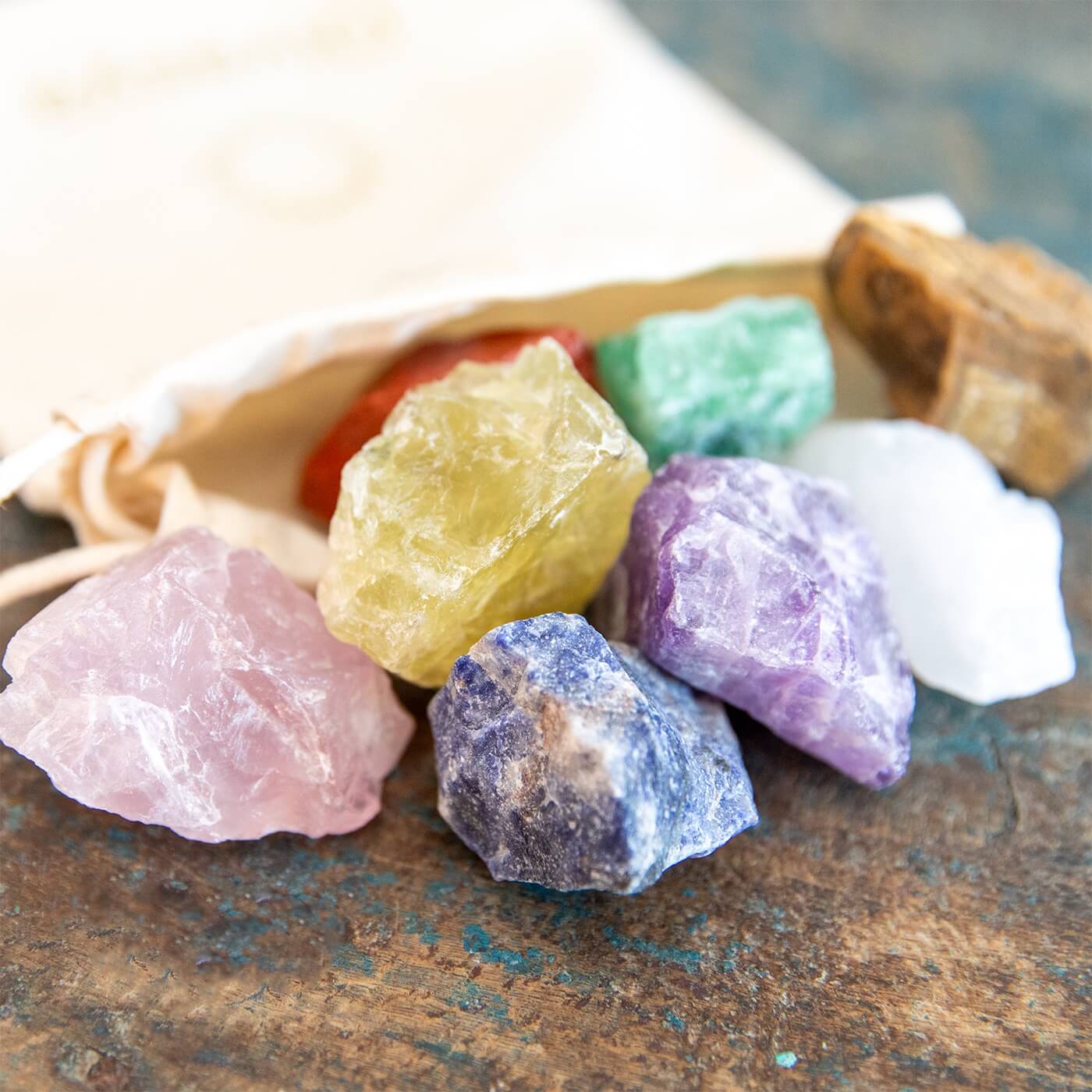 Set Básico de Piedras de los 7 Chakras | Cristales Naturales en Bruto | Divasya