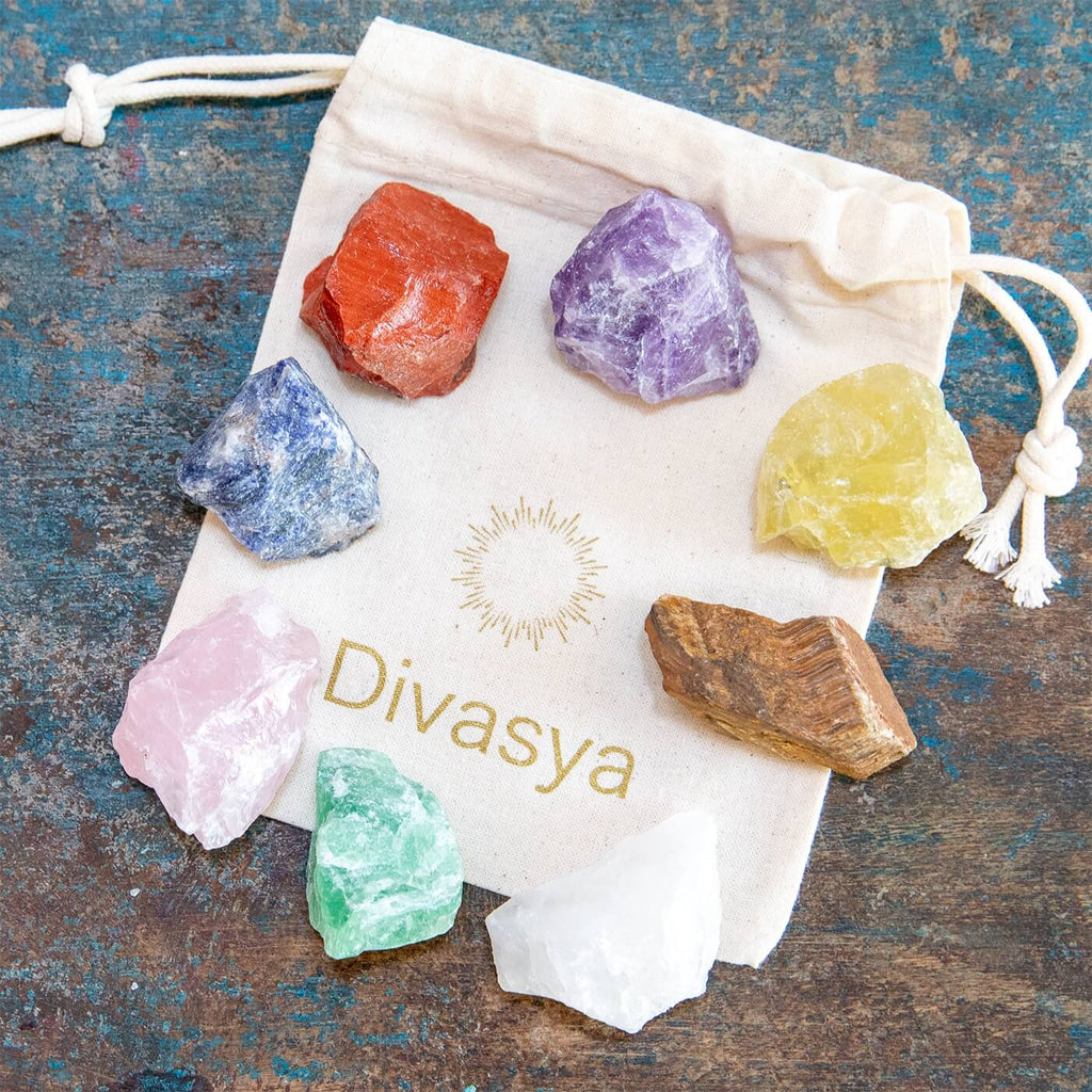 Set Básico de Piedras de los 7 Chakras | Cristales Naturales en Bruto | Divasya