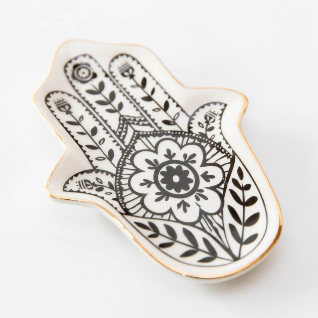 Schmuckschale Hamsa Hand schwarz weiß 