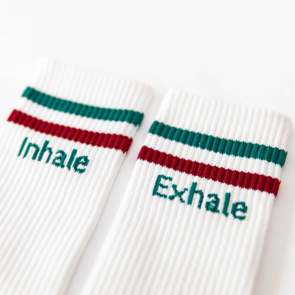 Socken mit Yoga Motiv inhale exhale namaste Bio Baumwolle