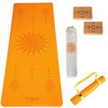 Yoga Set Yogamatte rutschfest Orange mit yoga Block Kork Schutzhülle