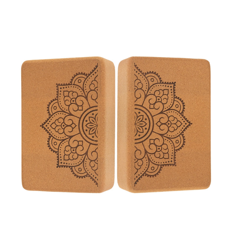 Yoga block Set aus Kork mit Mandala