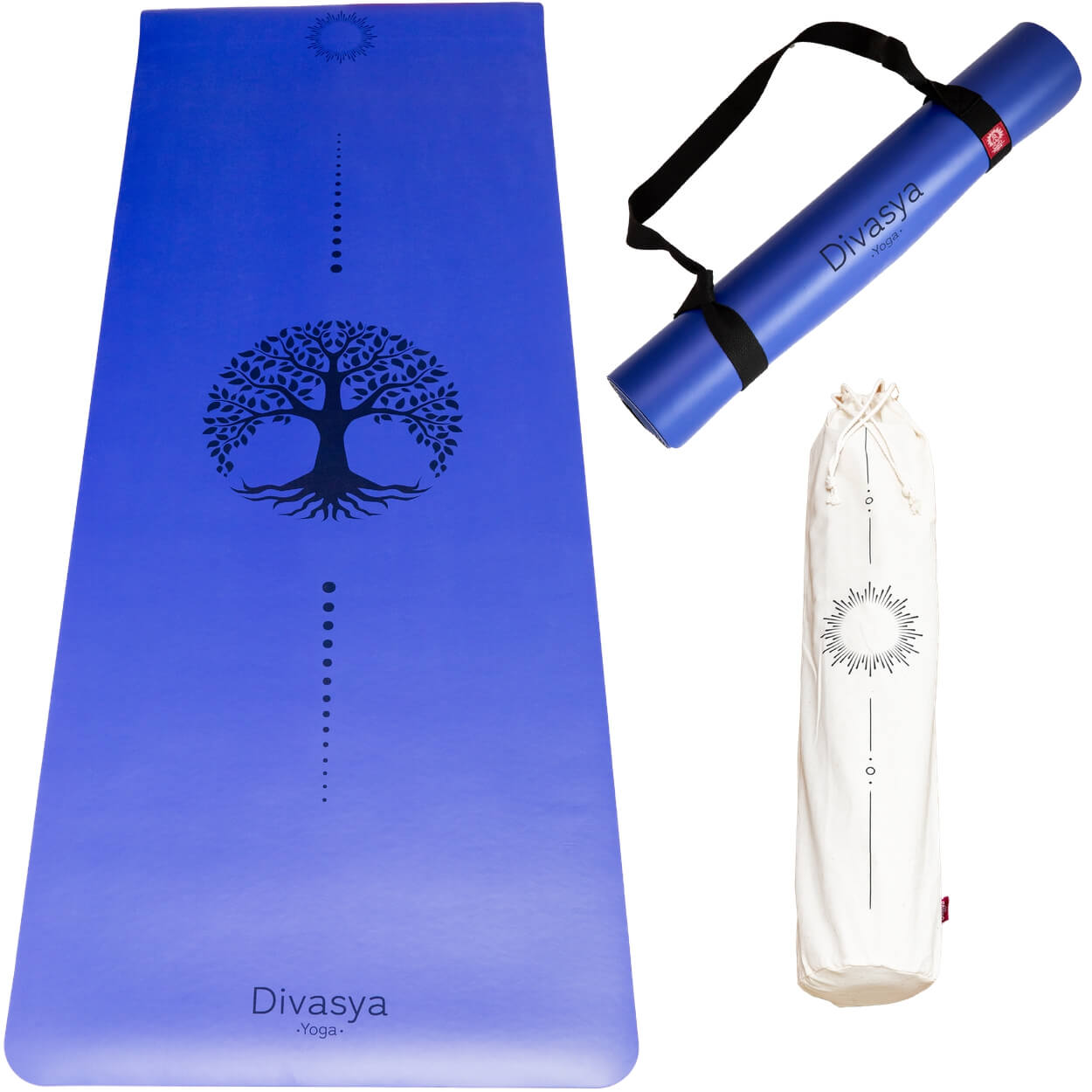 yogamatte rutschfest naturkautschuk blau Lebensbaum